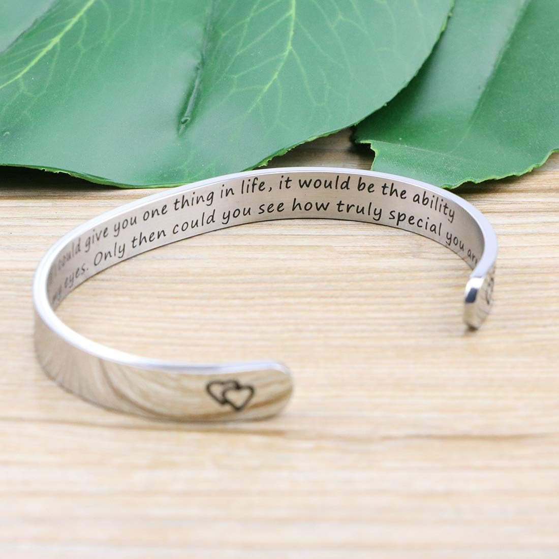 Daughter Mother Bracelets Wide Cuff Bangle Message Engraved Christmas Gifts for Her