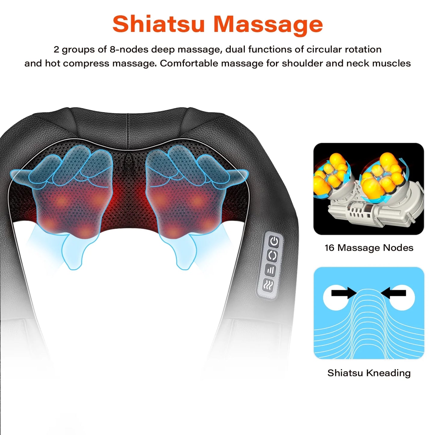 Ikristin Shiatsu Neck Shoulder and Back Massager with Heat, Electric Deep Tissue 4D Kneading Massage