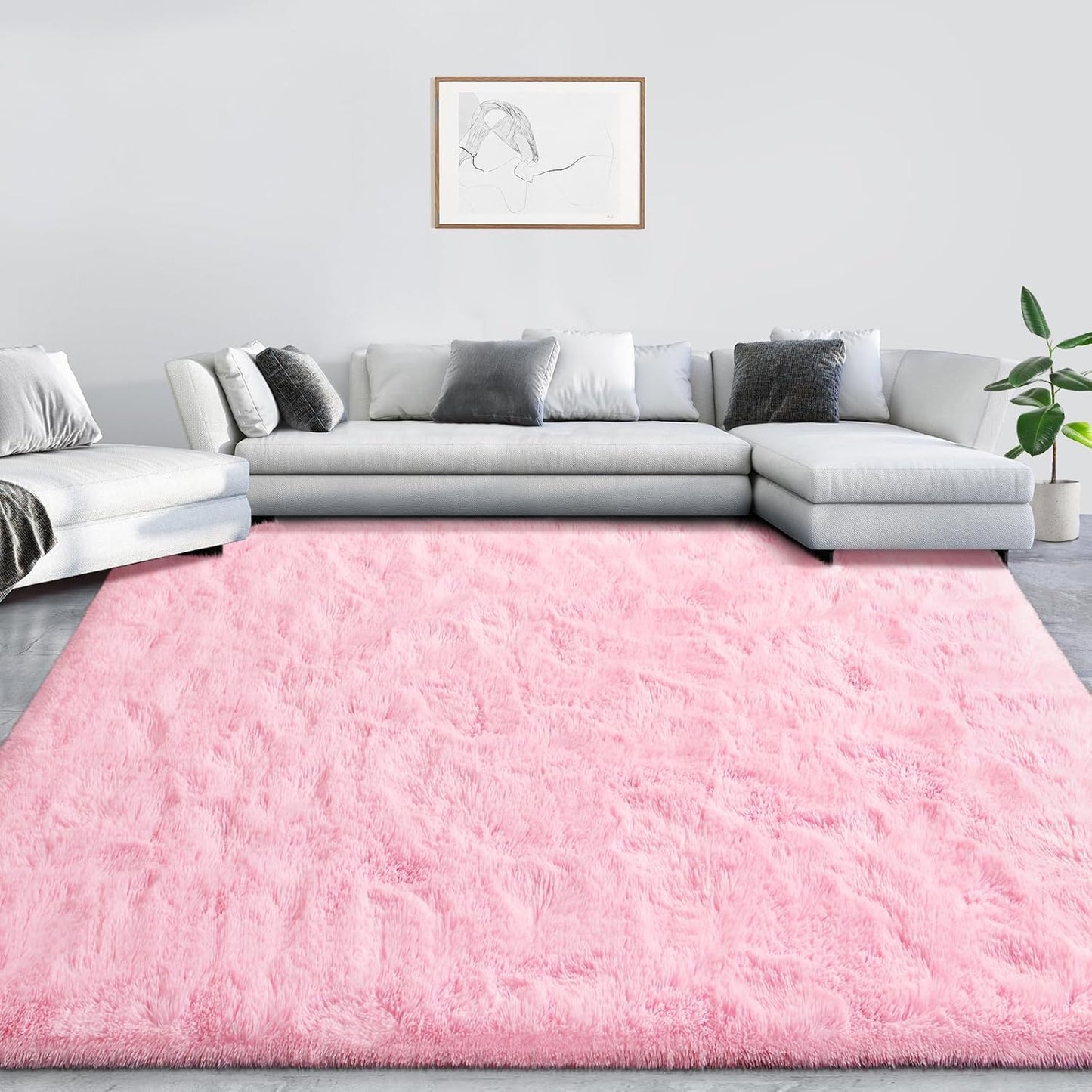 Area Rugs for Living Room, Super Soft Fluffy Fuzzy Furry Shag Rug for Bedroom, Pink, 3X5, Plush Carpet Home Decor for Girls Kids Dorm Room, Accent Indoor Non-Slip Cute Baby Nursery Rug