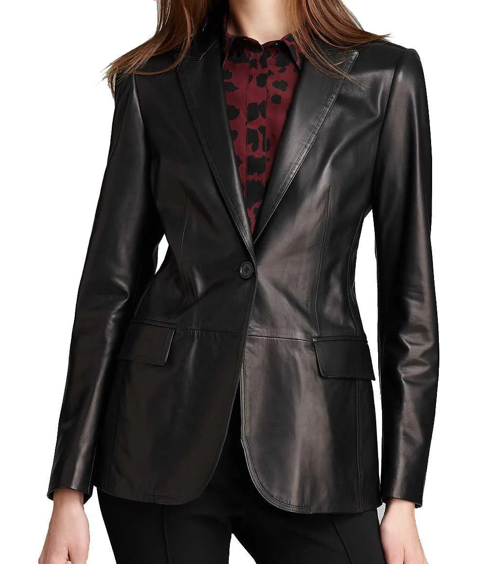 Leathers Women'S Real Lambskin Leather Blazer BW025