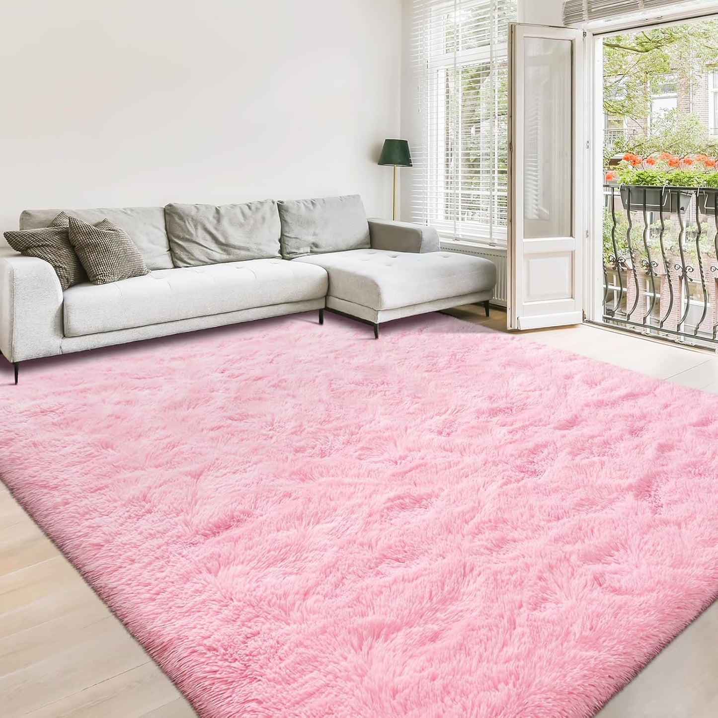 Area Rugs for Living Room, Super Soft Fluffy Fuzzy Furry Shag Rug for Bedroom, Pink, 3X5, Plush Carpet Home Decor for Girls Kids Dorm Room, Accent Indoor Non-Slip Cute Baby Nursery Rug