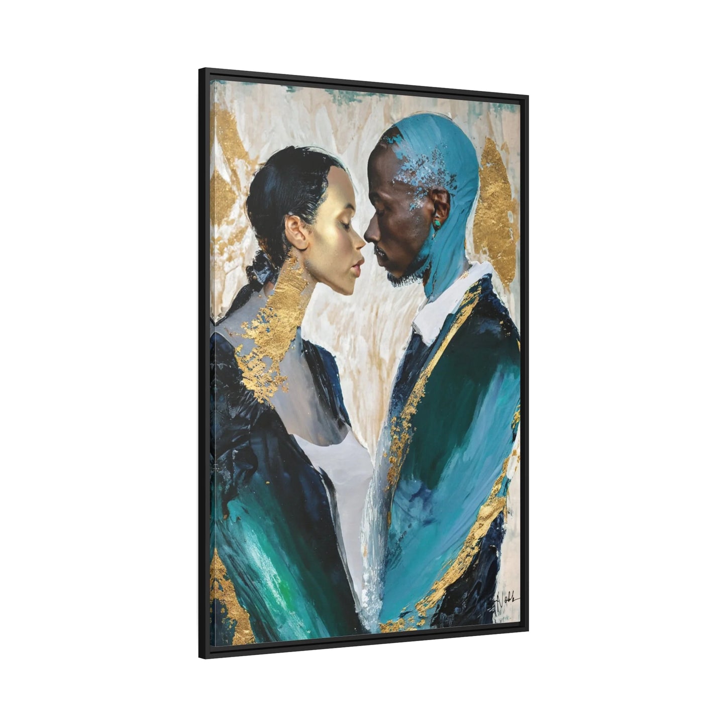 COUPLE about to KISS Canvas Wall Art - by Queennoble