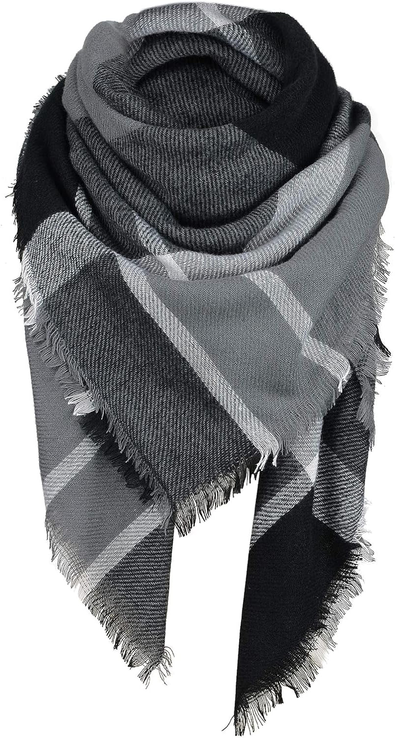 American Trends Women'S Cozy Warm Winter Fall Blanket Scarf Stylish Soft Chunky Checked Giant Scarves Shawls