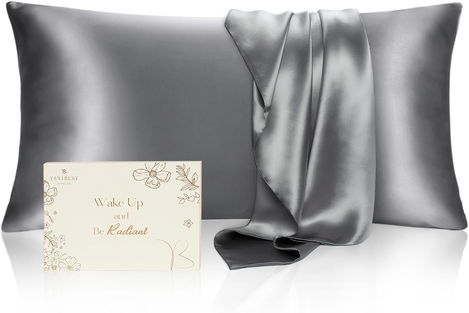 YANIBEST Satin Pillowcase, Silk Pillow Cases for Hair and Skin with Zipper, Queen Pillow Cases Set of 2 for 20"X30", Exquisite Packaging for Women Men