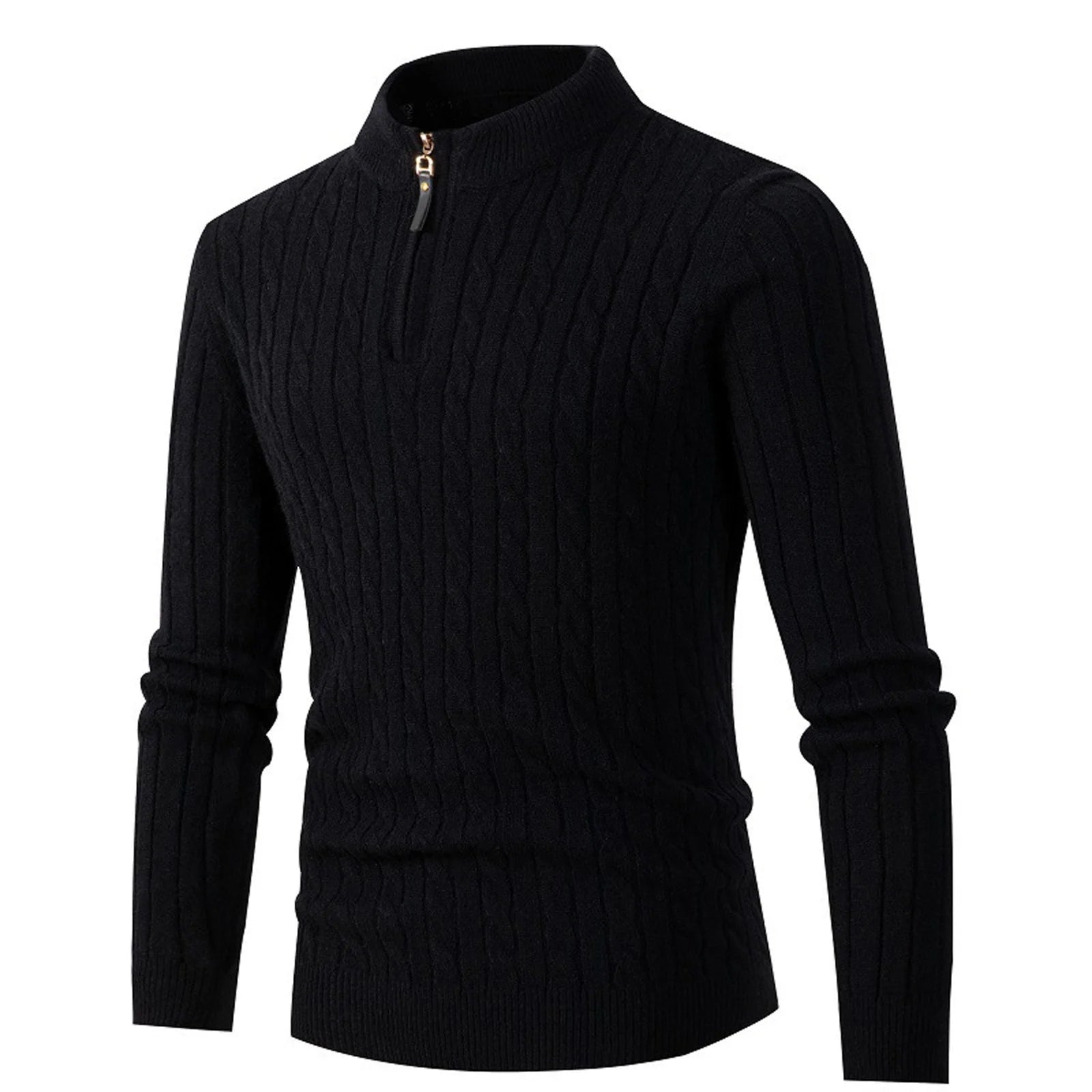 Jsaierl Sweaters for Men Cable Knit Crew Neck Top Long Sleeve Dressy Casual Fall and Winter Quarter Zip Pullover Sweater