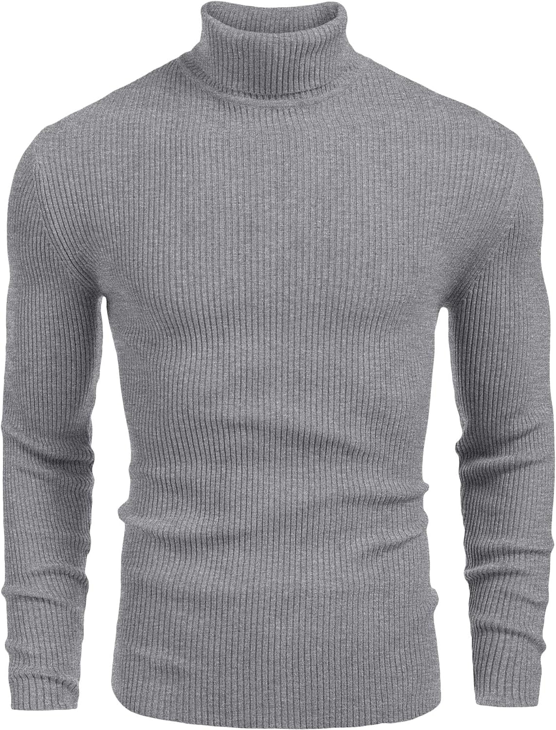 COOFANDY Mens Ribbed Slim Fit Knitted Pullover Casual Turtleneck Sweater