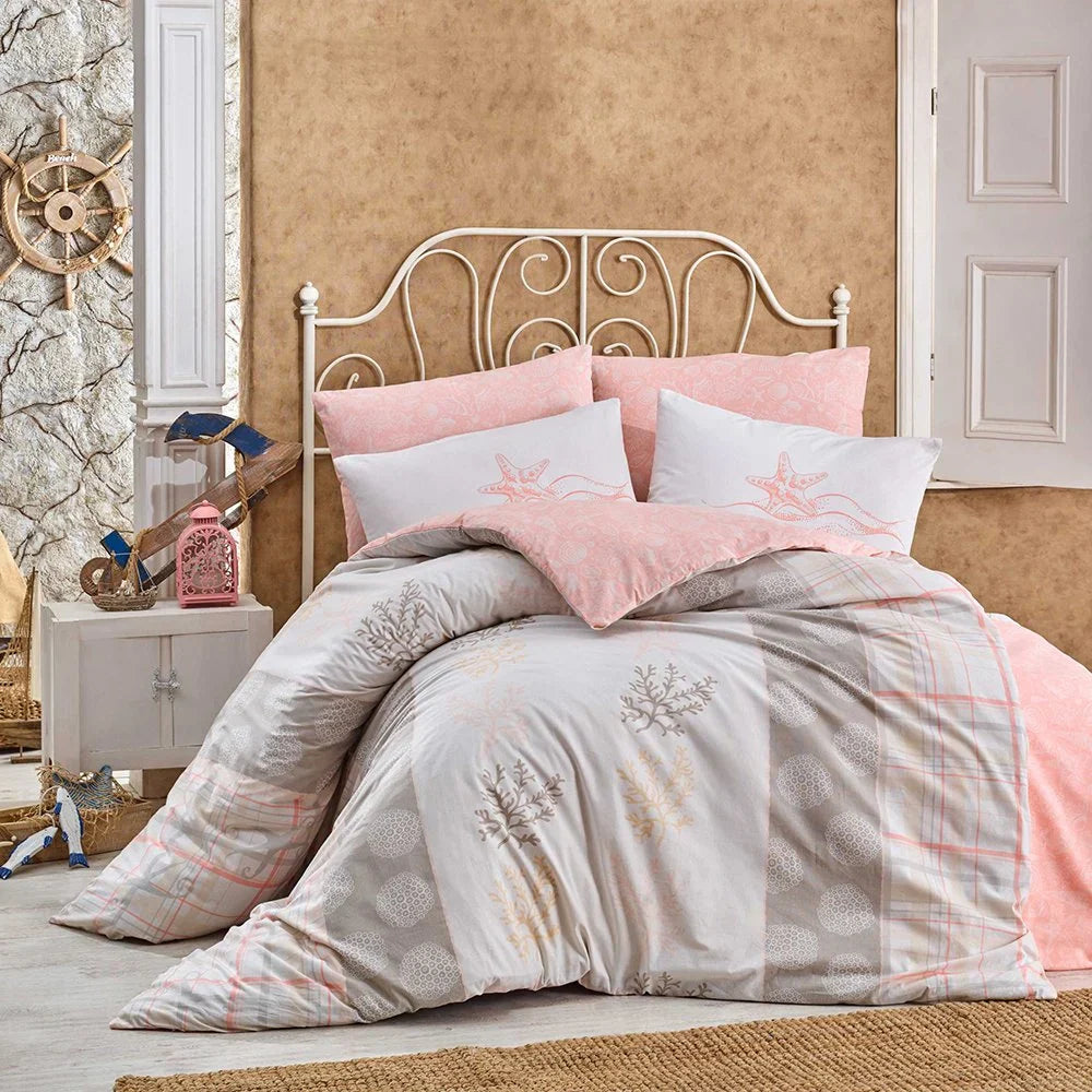 Hobby Fulvia Salmon - Ranforce Double Duvet Cover Set