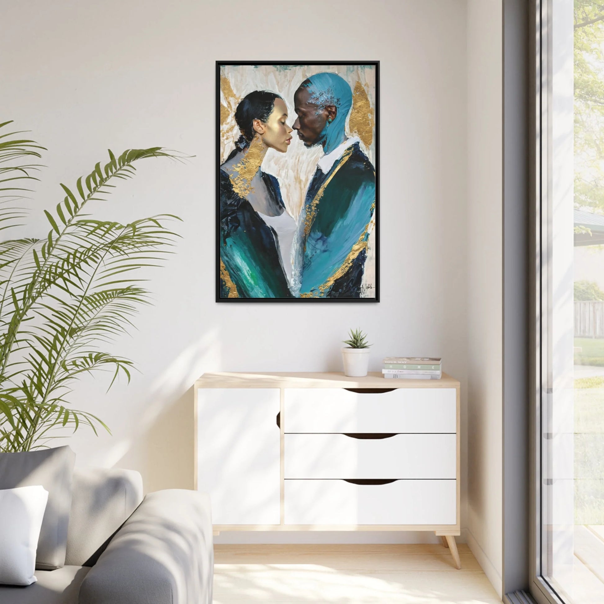 COUPLE about to KISS Canvas Wall Art - by Queennoble