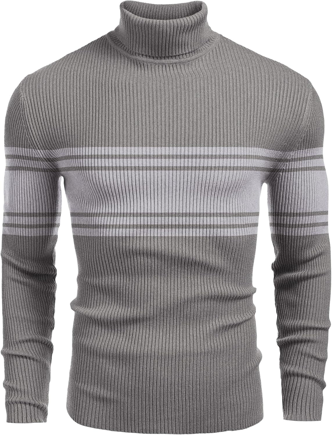 COOFANDY Mens Ribbed Slim Fit Knitted Pullover Casual Turtleneck Sweater