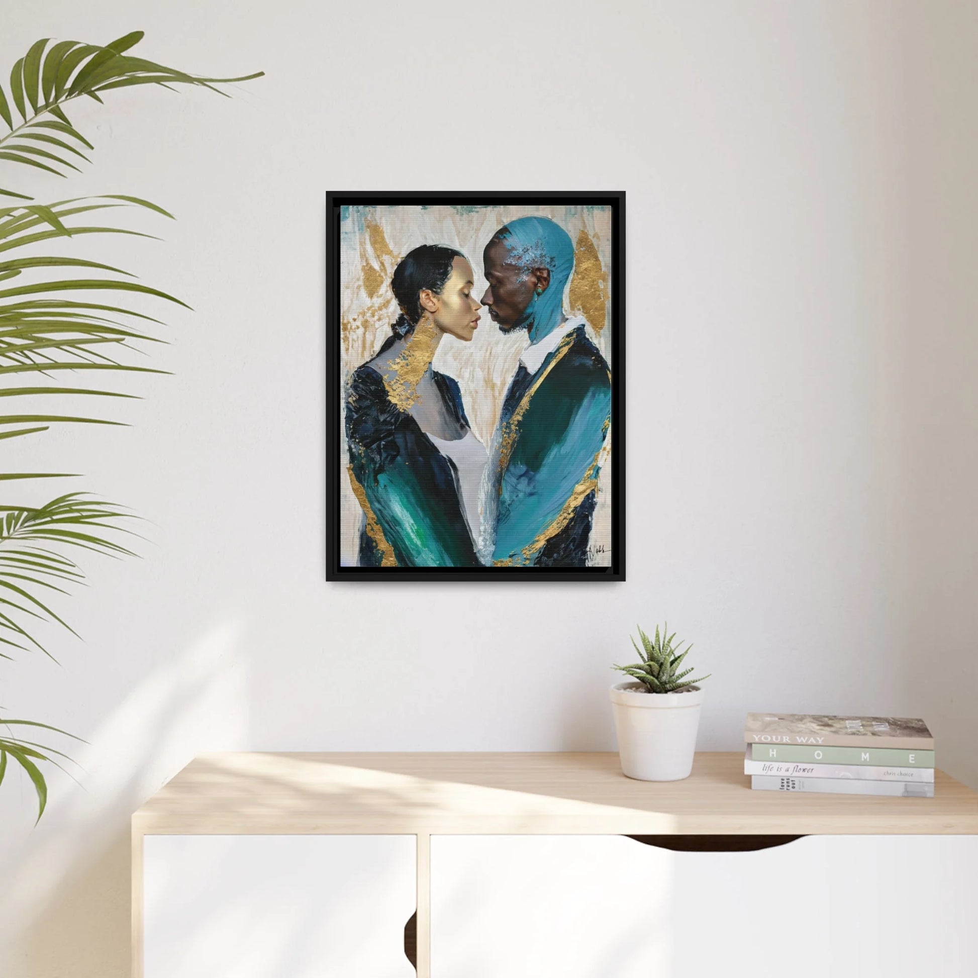 COUPLE about to KISS Canvas Wall Art - by Queennoble