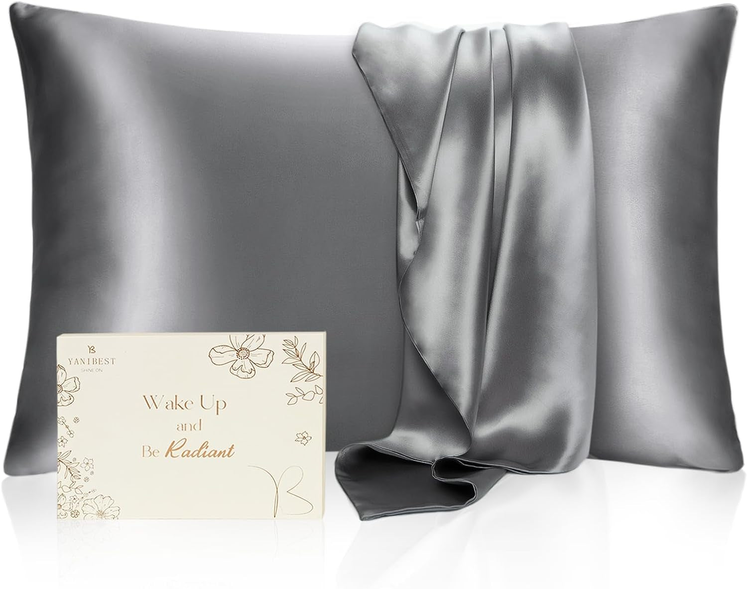 YANIBEST Satin Pillowcase, Silk Pillow Cases for Hair and Skin with Zipper, Queen Pillow Cases Set of 2 for 20"X30", Exquisite Packaging for Women Men