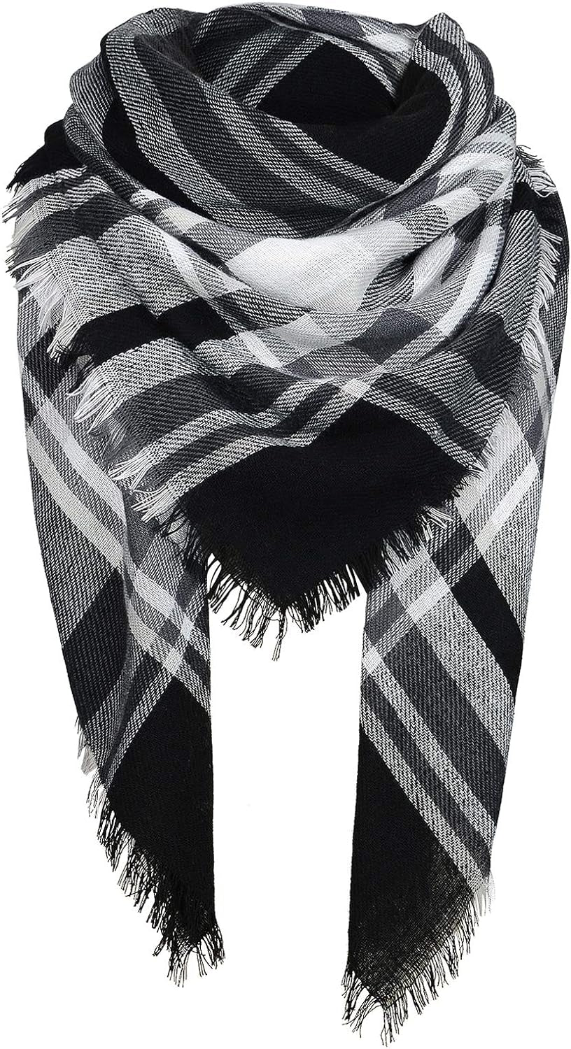 American Trends Women'S Cozy Warm Winter Fall Blanket Scarf Stylish Soft Chunky Checked Giant Scarves Shawls