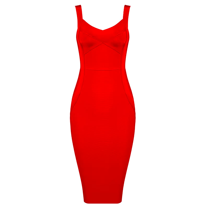 High Quality Sexy Women V-Neck Rayon Bandage Dress Elegant Evening Party Dress