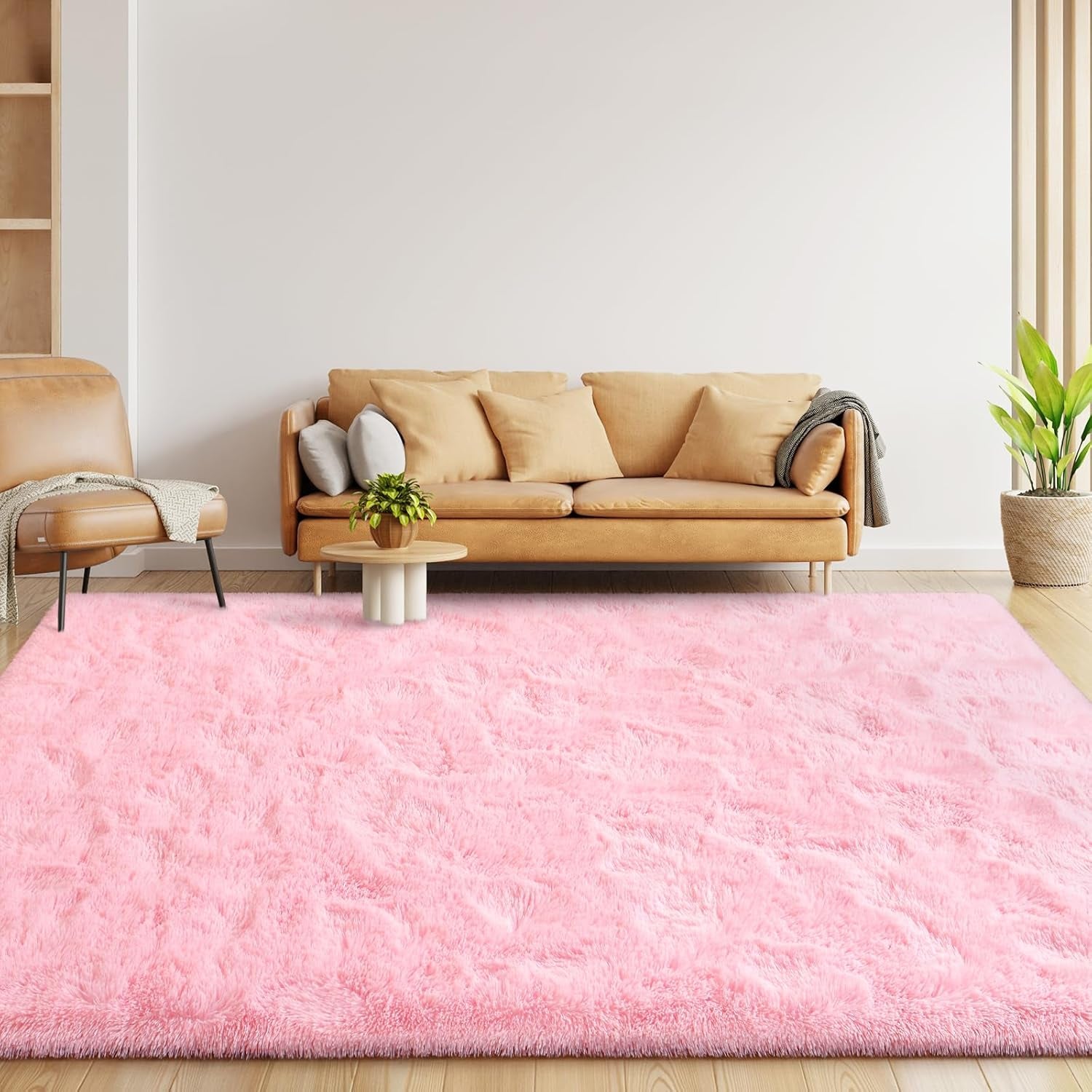 Area Rugs for Living Room, Super Soft Fluffy Fuzzy Furry Shag Rug for Bedroom, Pink, 3X5, Plush Carpet Home Decor for Girls Kids Dorm Room, Accent Indoor Non-Slip Cute Baby Nursery Rug