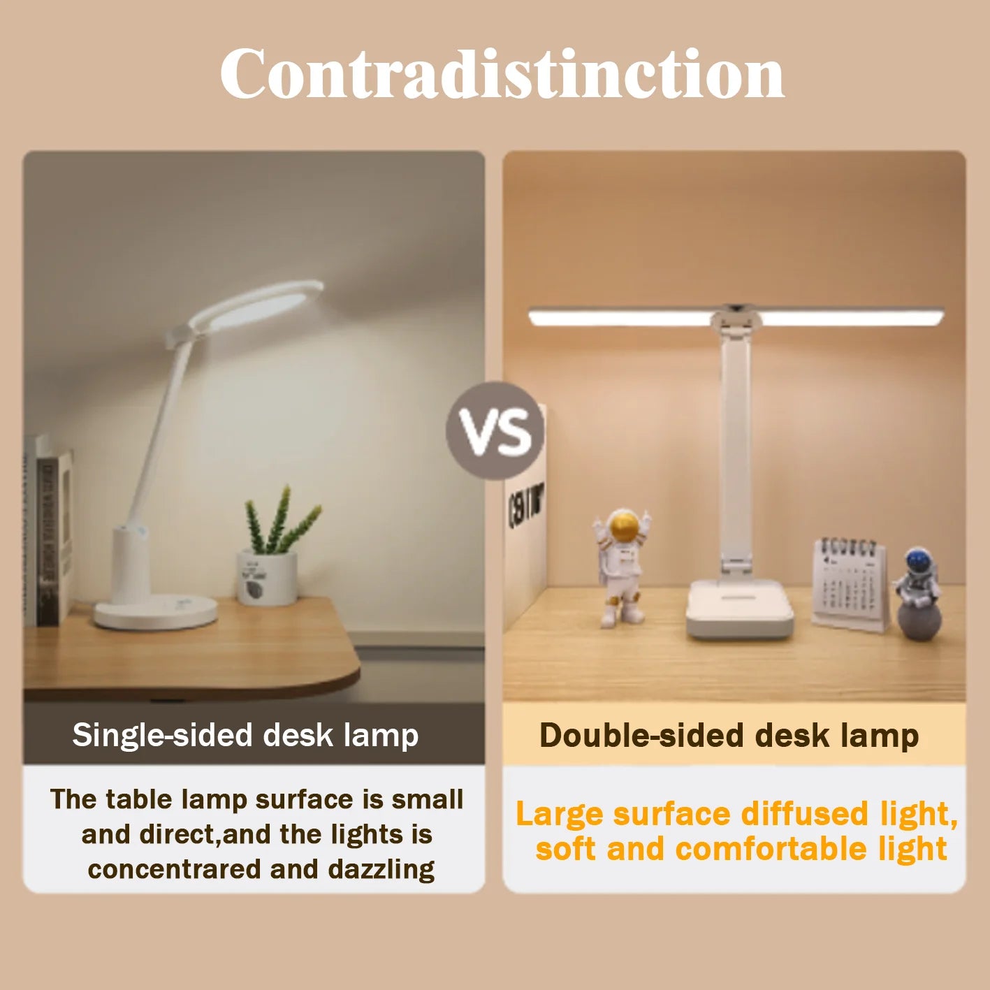 LED Desk Lamp 3 Levels Dimmable Touch Night Light USB Rechargeable Eye Protection Foldable Table Lamp for Bedroom Bedside Desk