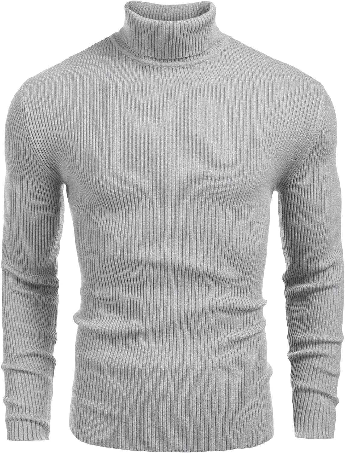 COOFANDY Mens Ribbed Slim Fit Knitted Pullover Casual Turtleneck Sweater