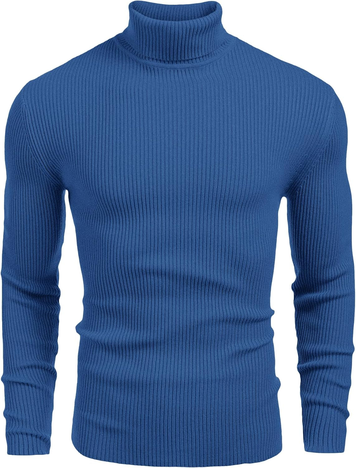 COOFANDY Mens Ribbed Slim Fit Knitted Pullover Casual Turtleneck Sweater