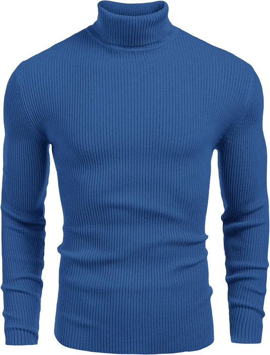 COOFANDY Mens Ribbed Slim Fit Knitted Pullover Casual Turtleneck Sweater