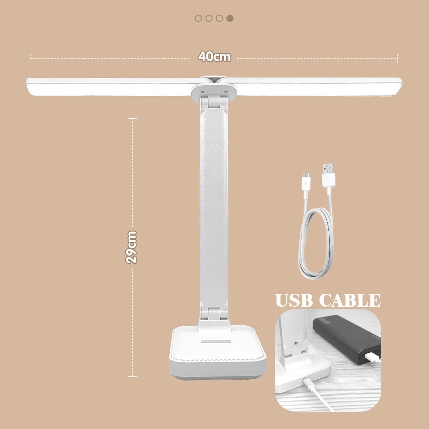 LED Desk Lamp 3 Levels Dimmable Touch Night Light USB Rechargeable Eye Protection Foldable Table Lamp for Bedroom Bedside Desk