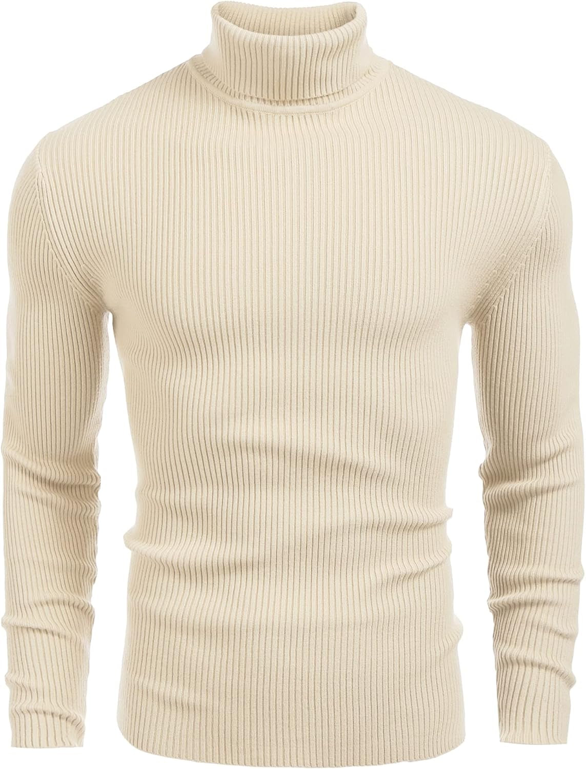 COOFANDY Mens Ribbed Slim Fit Knitted Pullover Casual Turtleneck Sweater