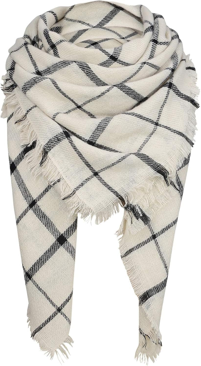 American Trends Women'S Cozy Warm Winter Fall Blanket Scarf Stylish Soft Chunky Checked Giant Scarves Shawls