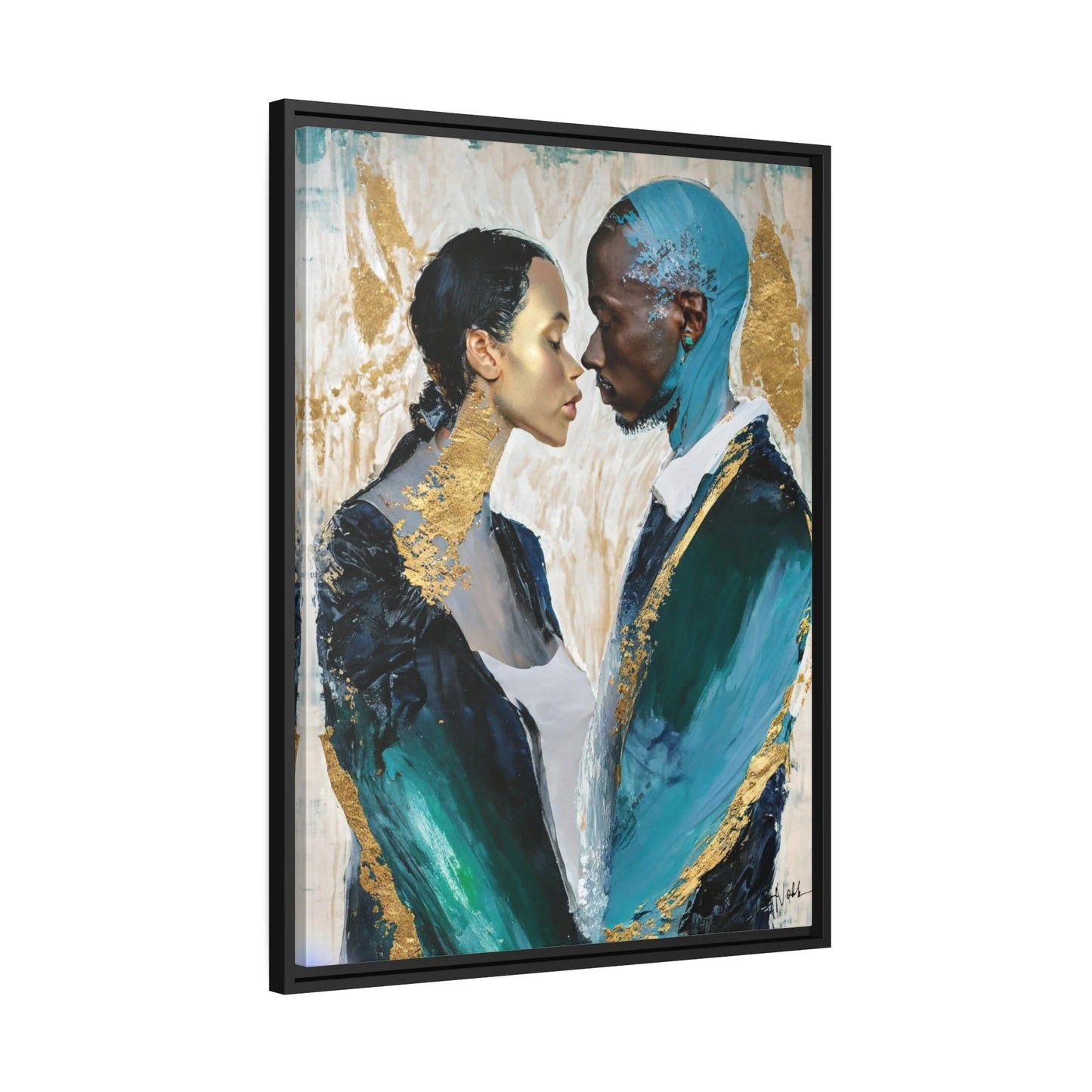 COUPLE about to KISS Canvas Wall Art - by Queennoble