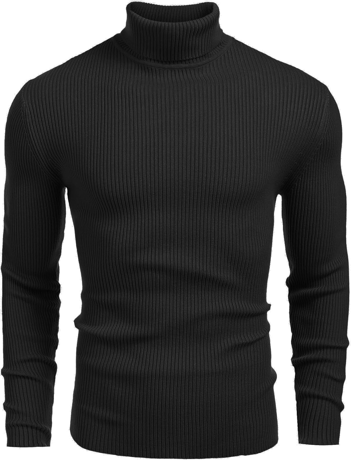 COOFANDY Mens Ribbed Slim Fit Knitted Pullover Casual Turtleneck Sweater