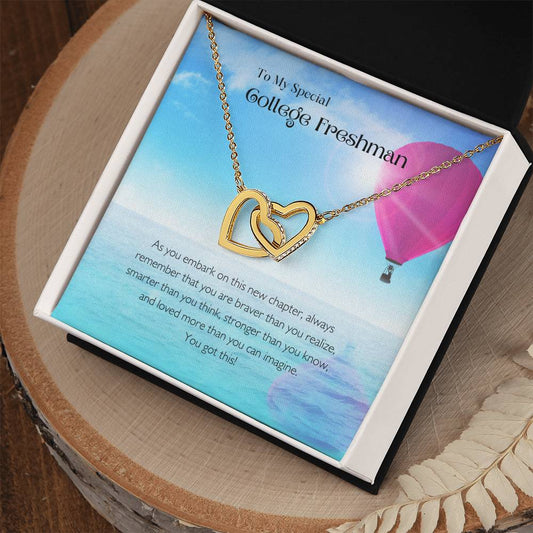 College Freshman | Hot Air Balloon | Interlocking Hearts | College Student Gift