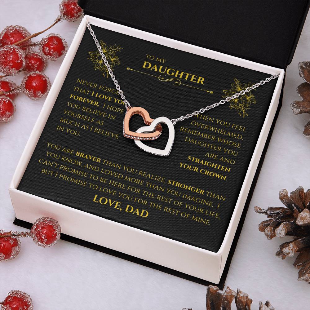 Interlocking Hearts Necklace:  Yellow & White Gold Variants | Father to Daughter