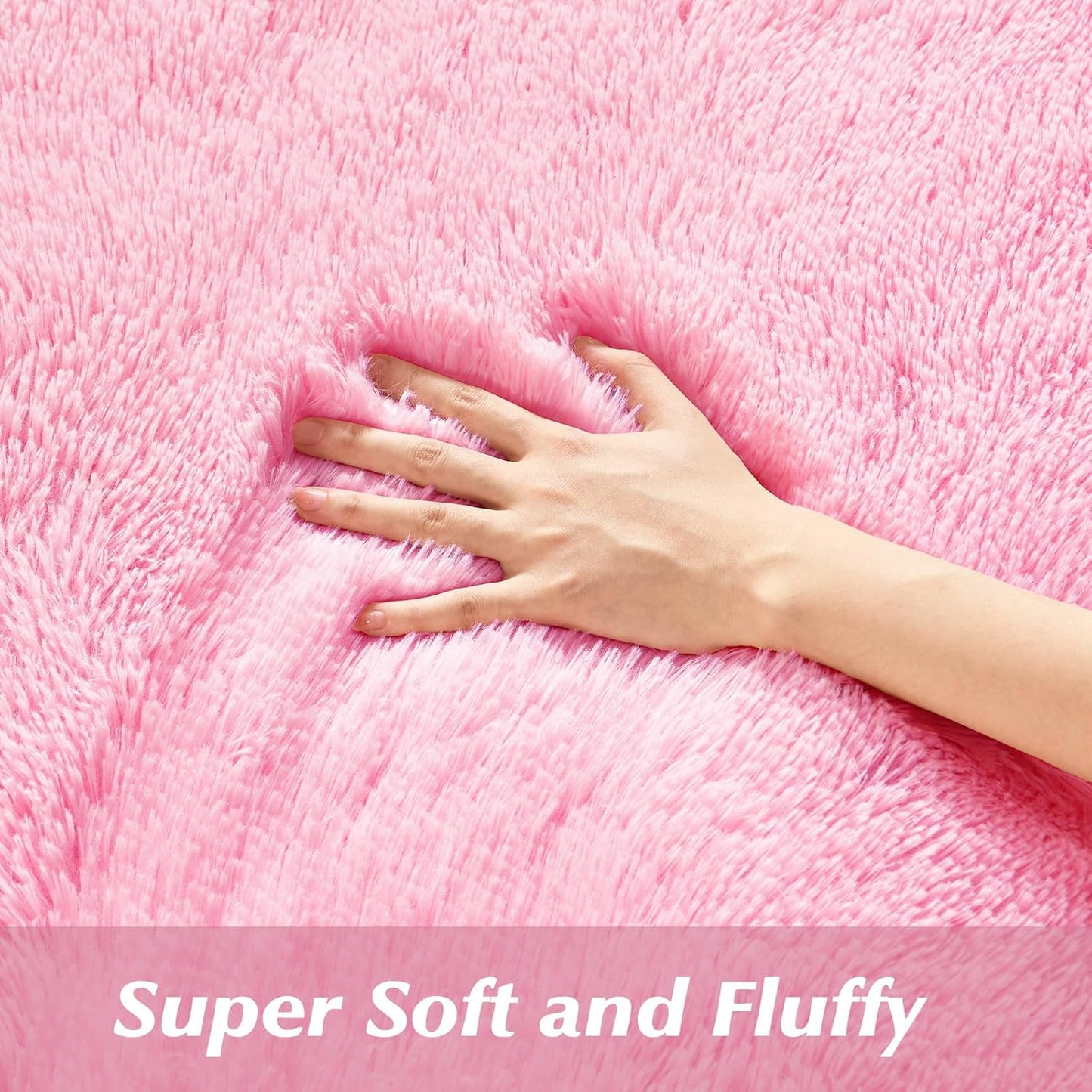 Area Rugs for Living Room, Super Soft Fluffy Fuzzy Furry Shag Rug for Bedroom, Pink, 3X5, Plush Carpet Home Decor for Girls Kids Dorm Room, Accent Indoor Non-Slip Cute Baby Nursery Rug