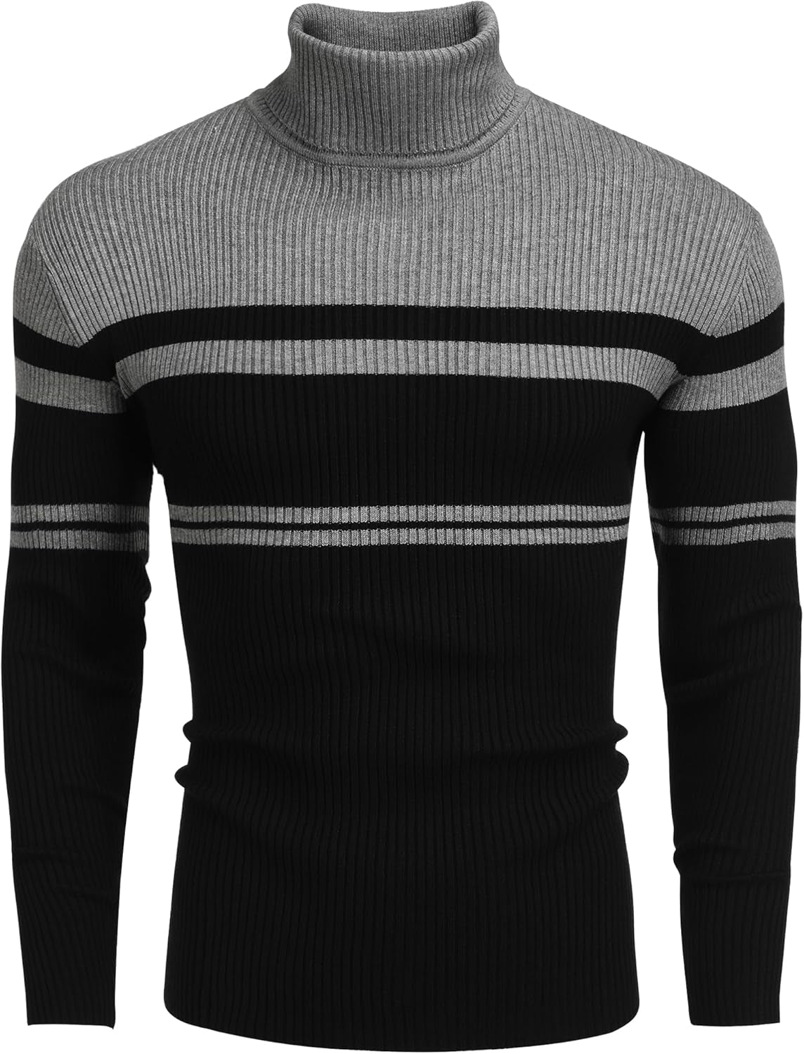 COOFANDY Mens Ribbed Slim Fit Knitted Pullover Casual Turtleneck Sweater