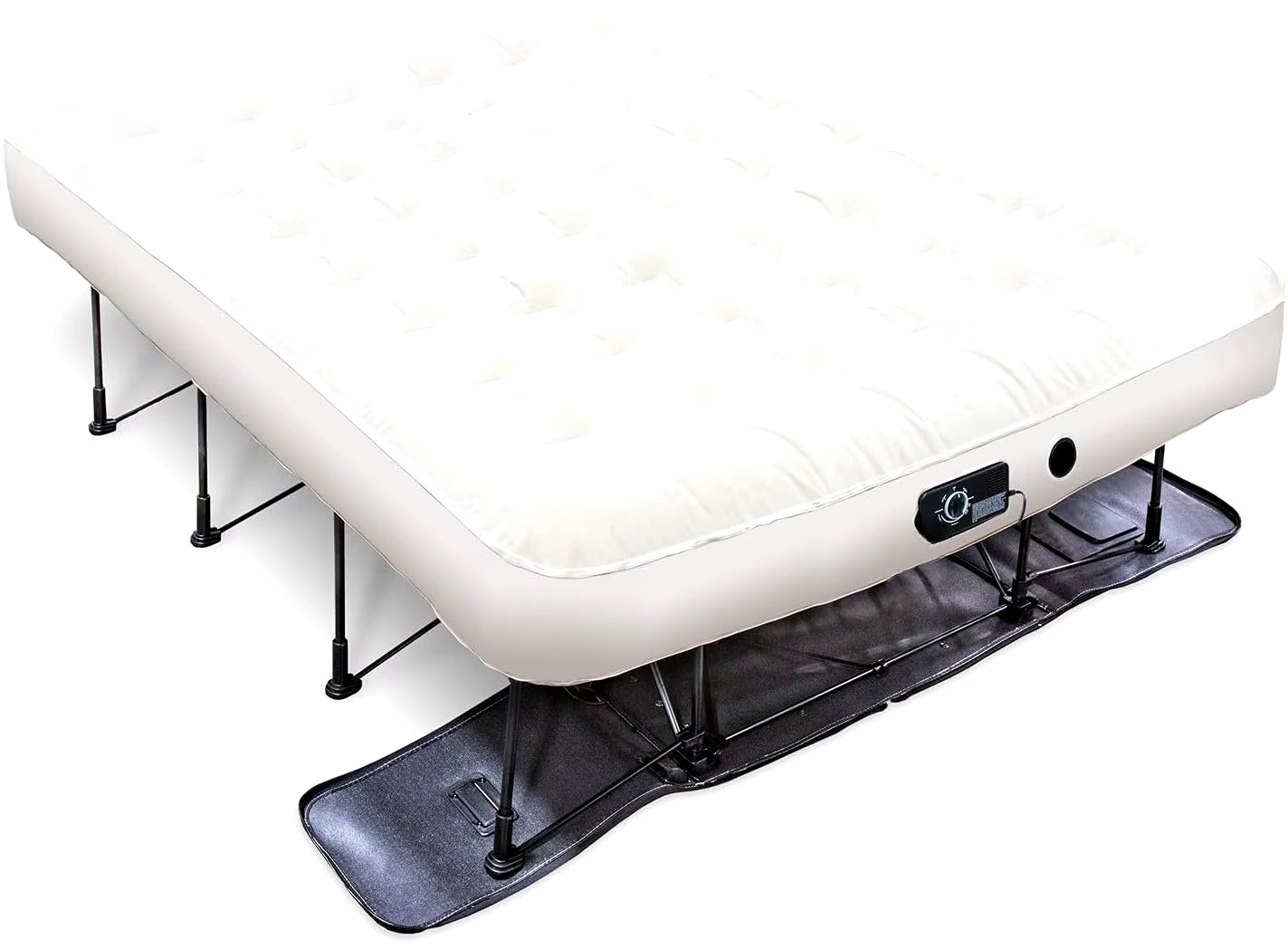 Bed (Queen) Air Mattress with Frame & Rolling Case, Self Inflatable, Blow up Bed Auto Shut-Off, Comfortable Surface Airbed