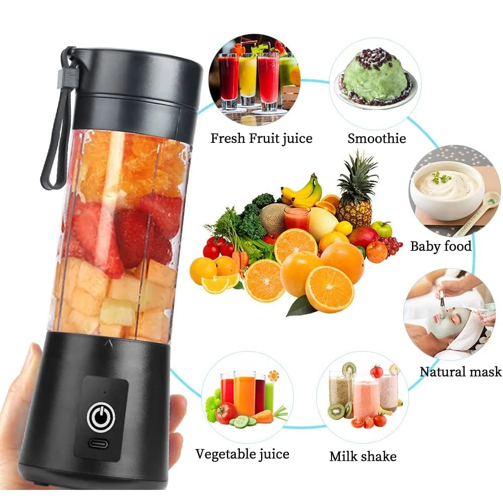 CQYJIN Portable Blender Cup,Electric USB Juicer Blender,Mini Blender Portable Blender for Shakes and Smoothies, Juice,380Ml, Six Blades Great for Mixing,