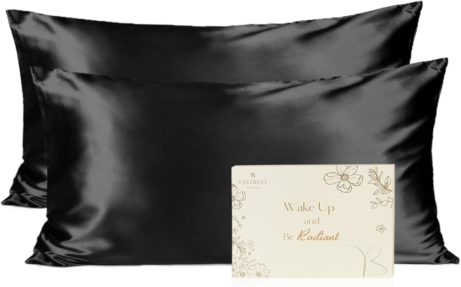 YANIBEST Satin Pillowcase, Silk Pillow Cases for Hair and Skin with Zipper, Queen Pillow Cases Set of 2 for 20"X30", Exquisite Packaging for Women Men