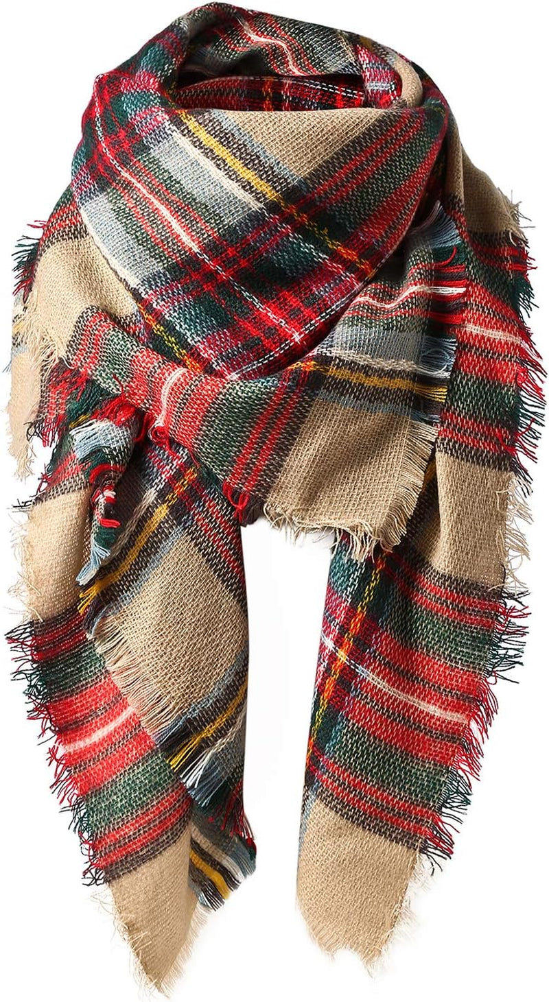 American Trends Women'S Cozy Warm Winter Fall Blanket Scarf Stylish Soft Chunky Checked Giant Scarves Shawls