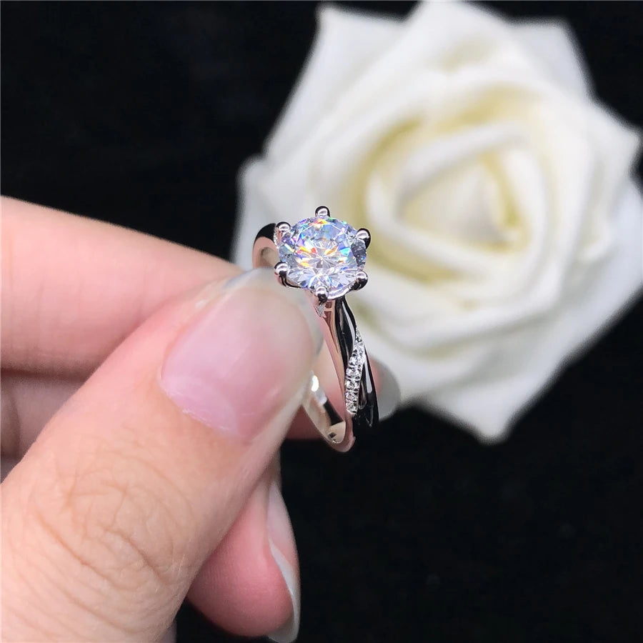 Vintage Solid 14K White Gold Ring Women 2Carat Moissanite Diamond Wedding Ring for Lady Best Women Engagement Ring Fast Shipping