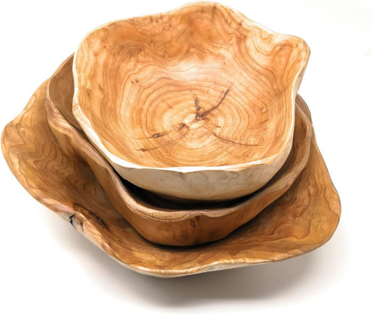 THY COLLECTIBLES Wooden Bowl Handmade Storage Natural Root Wood Crafts Bowl Fruit Salad Serving Bowls (Small 8"-10")