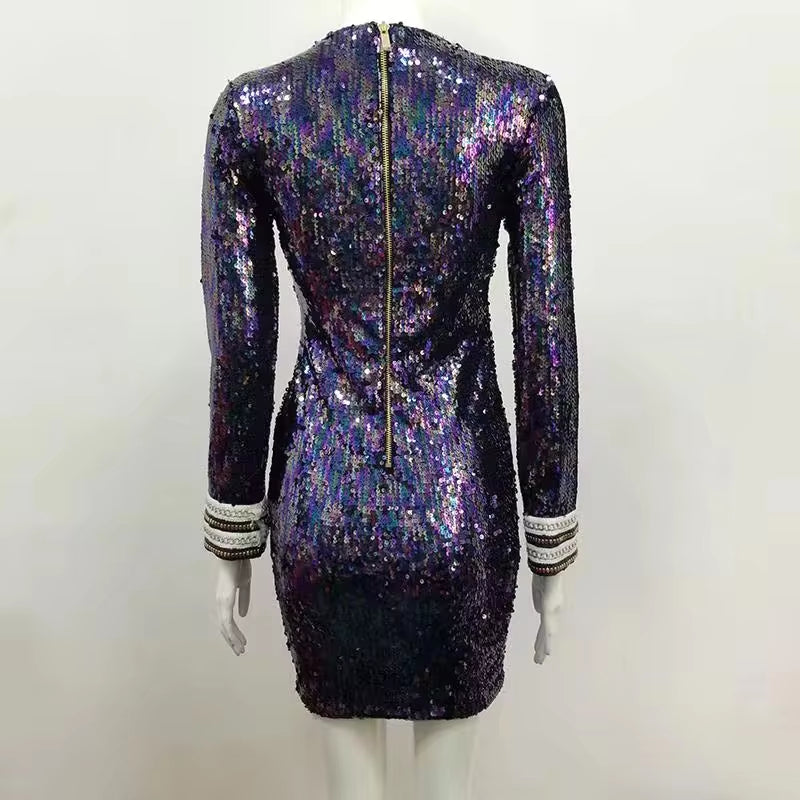 2018 Sexy Spring Long Sleeve Sequined Dresses Fashion Women Wholesale Celebrity Party Club Dress