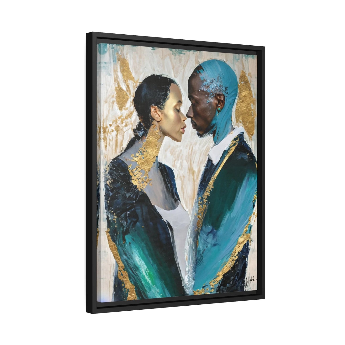 COUPLE about to KISS Canvas Wall Art - by Queennoble