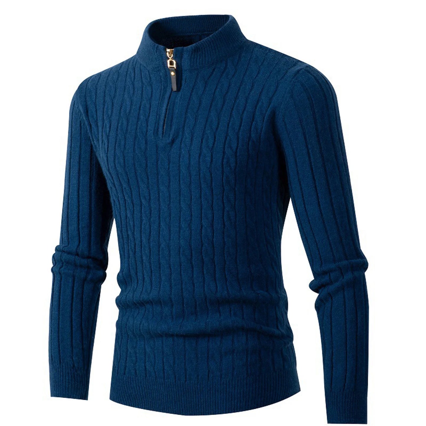 Jsaierl Sweaters for Men Cable Knit Crew Neck Top Long Sleeve Dressy Casual Fall and Winter Quarter Zip Pullover Sweater